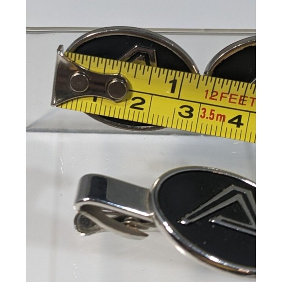 VINTAGE ESTATE HICKOK USA SILVER TONE INITIAL A CUFF LINKS AND TIE CLIP SET LOT - Picture 5 of 5